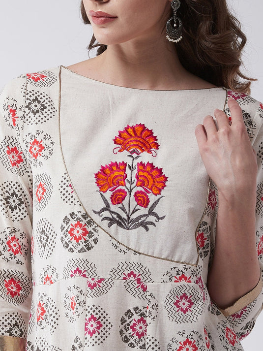 Embroidered Flared Kurta