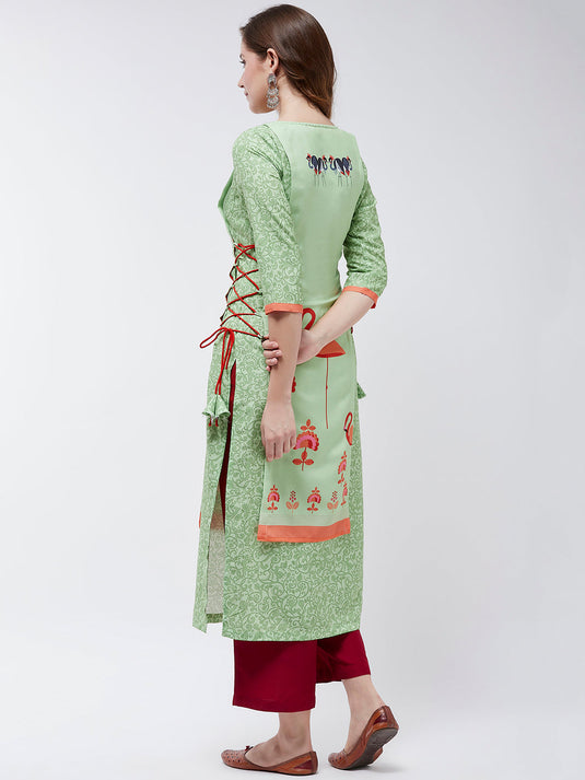 Side Dori Flamingo Printed Kurta