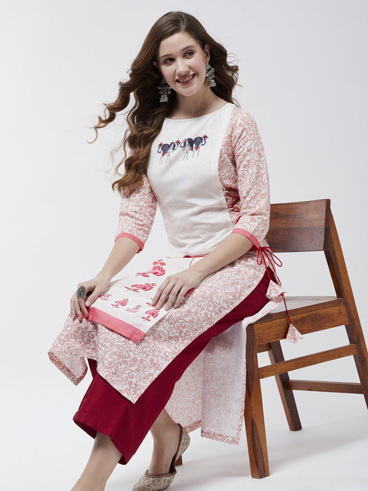 Side Dori Flamingo Printed Kurta