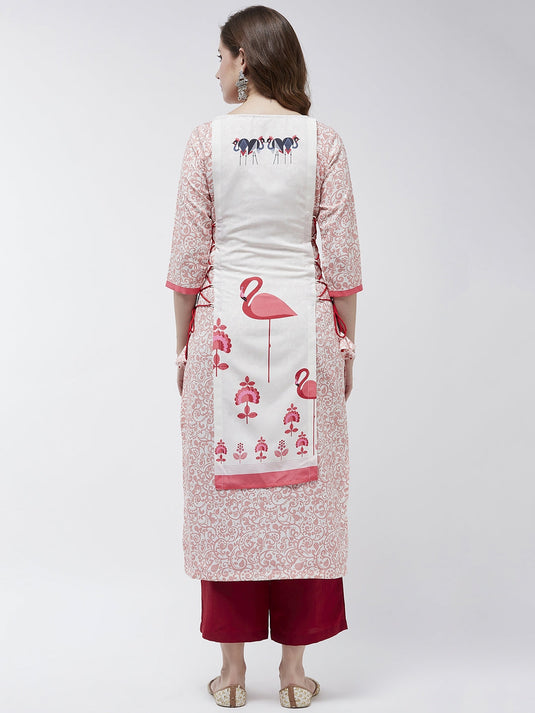 Side Dori Flamingo Printed Kurta