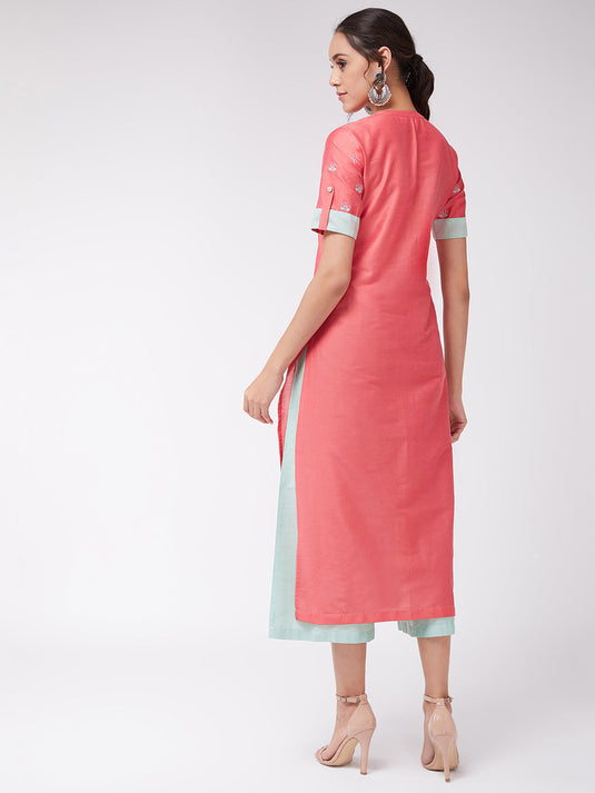 Bottom Embroidered Pastel Semi-Festive Kurta