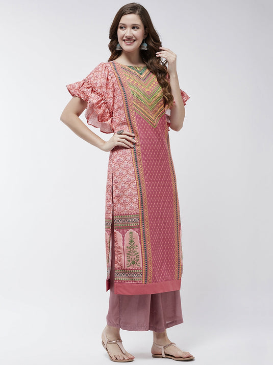 Jaipur Haat Placement Kurta With Flared Sleeves