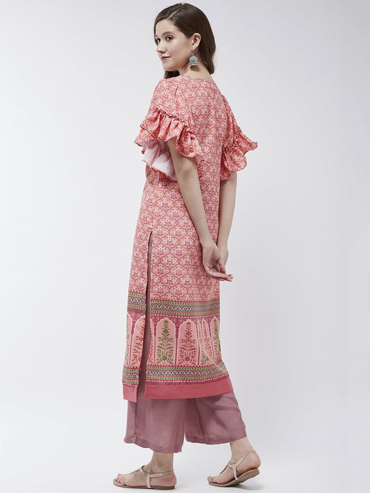 Jaipur Haat Placement Kurta With Flared Sleeves