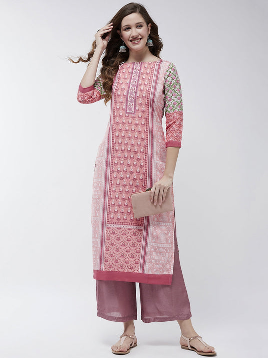 Jaipur Haat Placement Quarter Sleeves Kurta