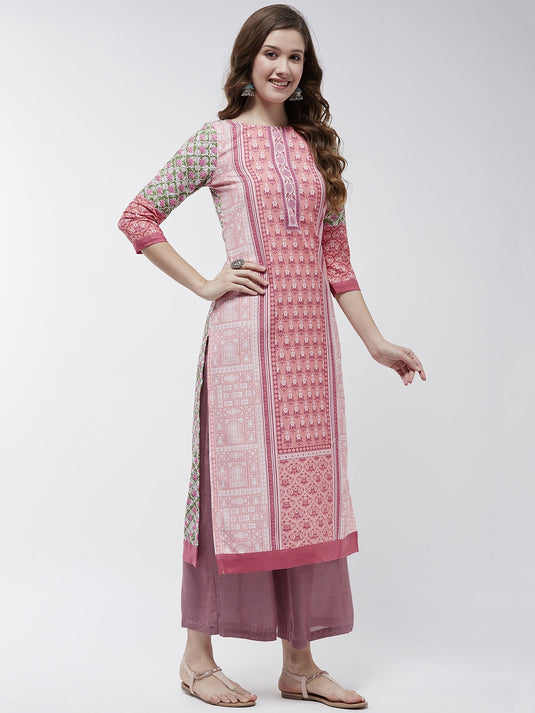 Jaipur Haat Placement Quarter Sleeves Kurta