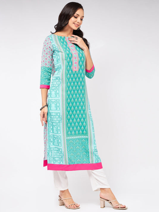 Jaipur Haat Placement Quarter Sleeves Kurta