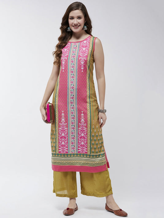 Jaipur Haat Placement Sleeveless Kurta