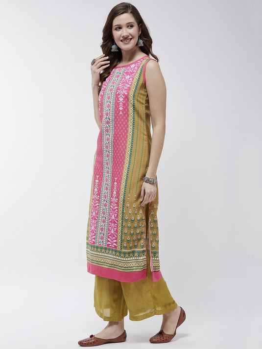 Jaipur Haat Placement Sleeveless Kurta