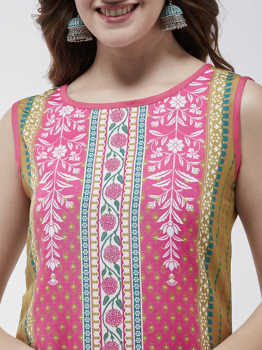 Jaipur Haat Placement Sleeveless Kurta