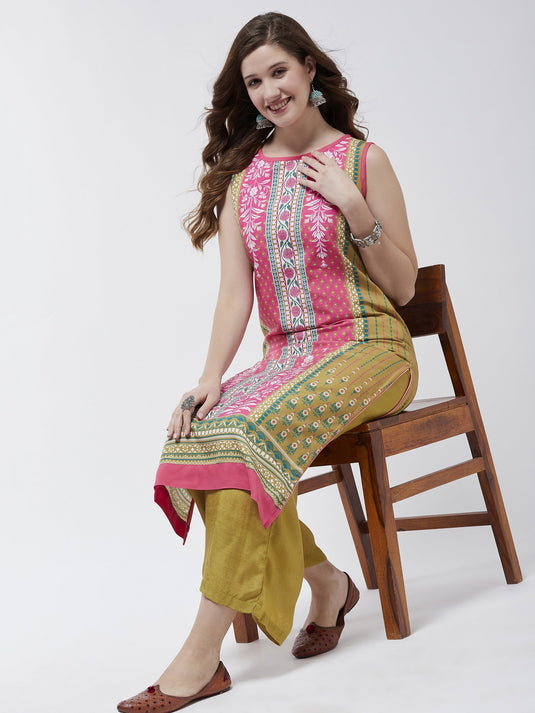 Jaipur Haat Placement Sleeveless Kurta