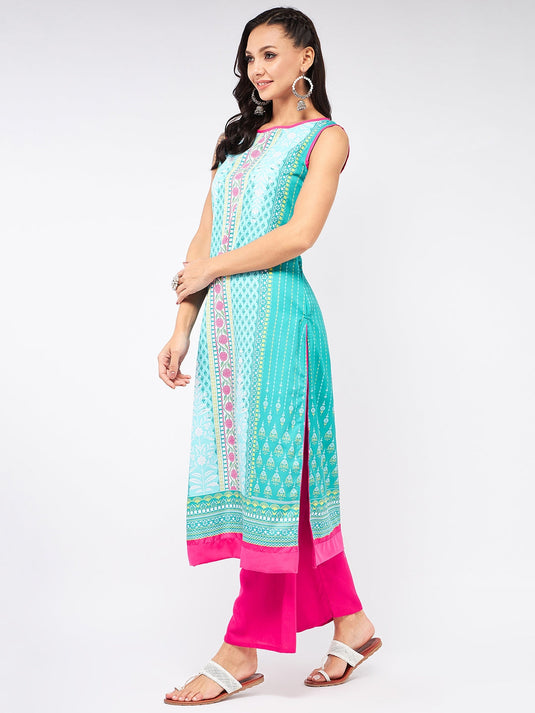 Jaipur Haat Placement Sleeveless Kurta