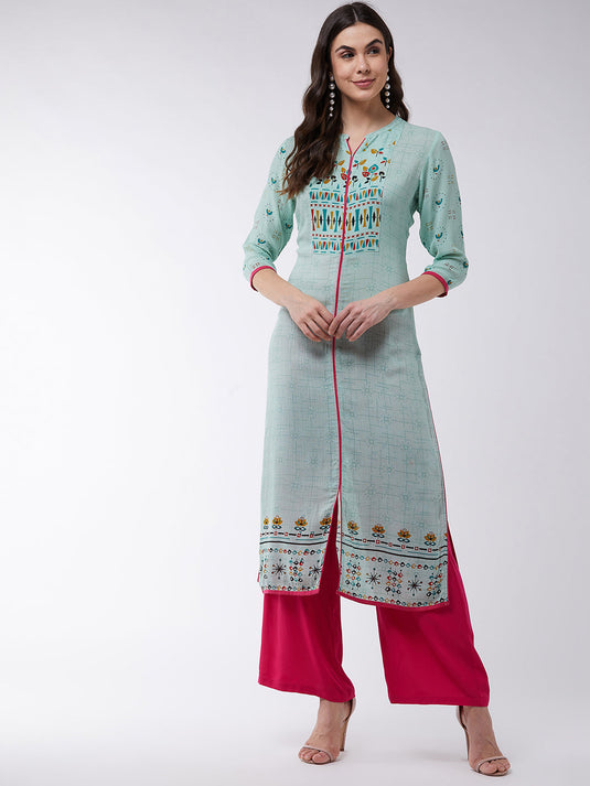 Pastel Printed Straight Fit Kurta