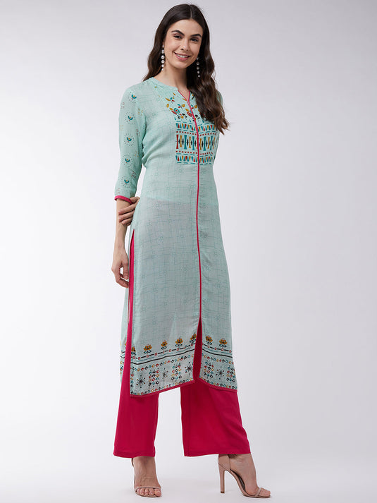 Pastel Printed Straight Fit Kurta