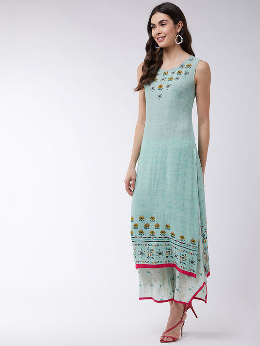 Pastel Printed Sleeveless Kurta