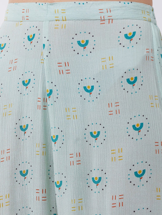 Pastel Printed Sleeveless Kurta