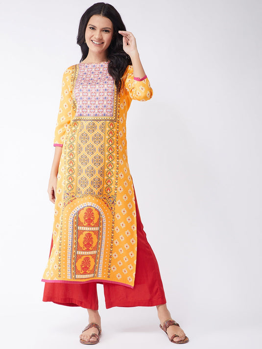 Digital Printed Centre Placement With Yoke Kasturi Kurta