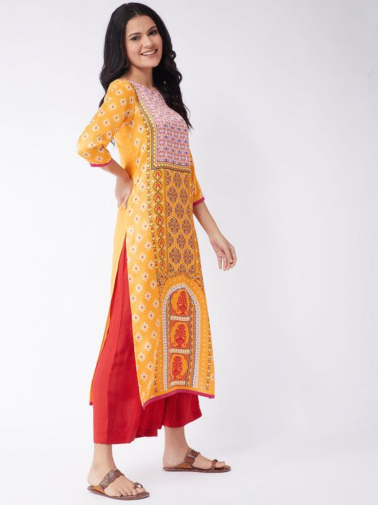 Digital Printed Centre Placement With Yoke Kasturi Kurta