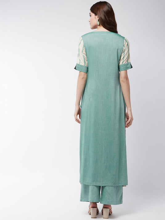 Soaked In Pastels Stripes Straight-Fit Long Kurta