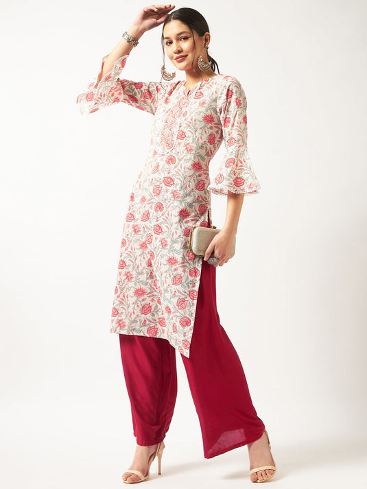 Printed Kurta With Bell Sleeves