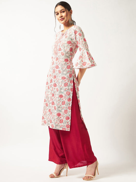 Printed Kurta With Bell Sleeves