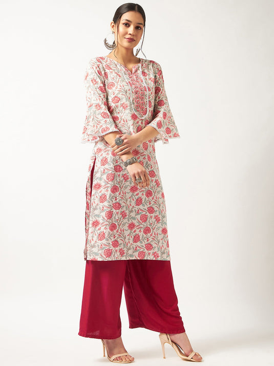 Printed Kurta With Bell Sleeves