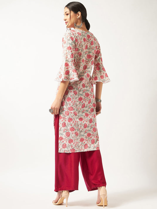 Printed Kurta With Bell Sleeves