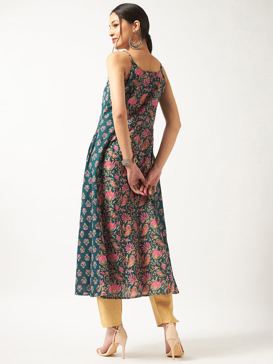 Printed Sleeveless Flared Kurta