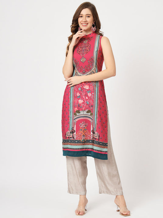 Wedding Inspired Sleeveless Digital Printed Kurta
