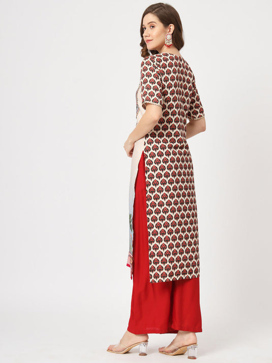 Wedding Inspired Digital Printed Kurta With Front Yoke