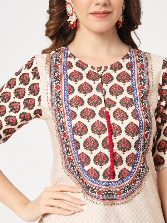 Wedding Inspired Digital Printed Kurta With Front Yoke