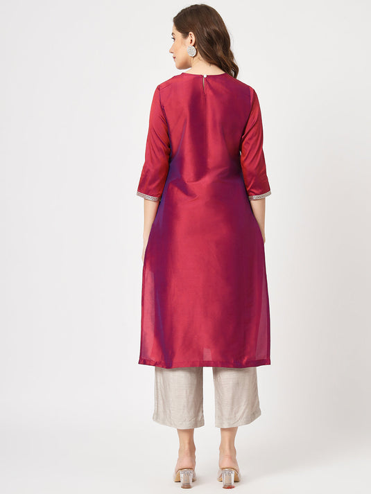 Embroidered Neck Festive Wear Kurta