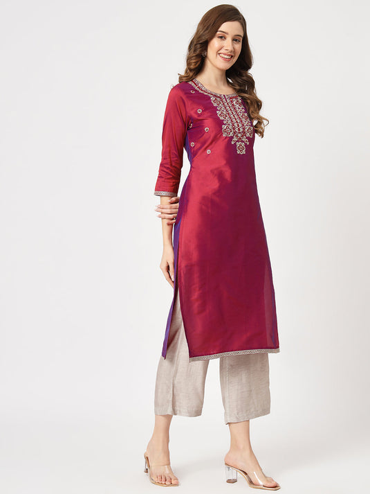 Embroidered Neck Festive Wear Kurta