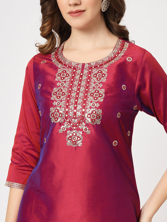 Embroidered Neck Festive Wear Kurta