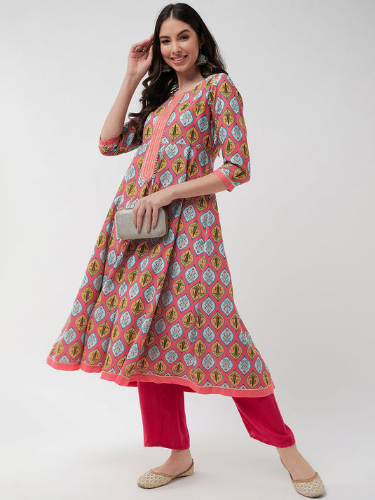 Wedding Inspired Digital Printed Multicolor Flared Kurta