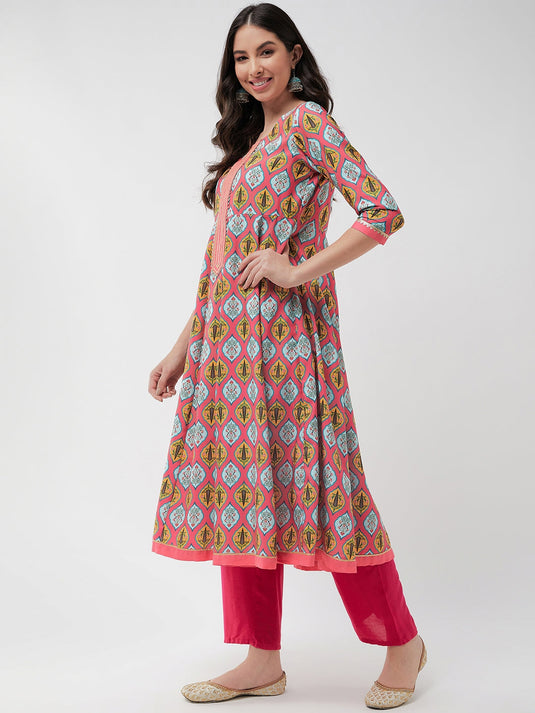 Wedding Inspired Digital Printed Multicolor Flared Kurta