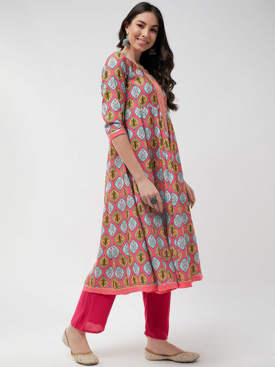 Wedding Inspired Digital Printed Multicolor Flared Kurta