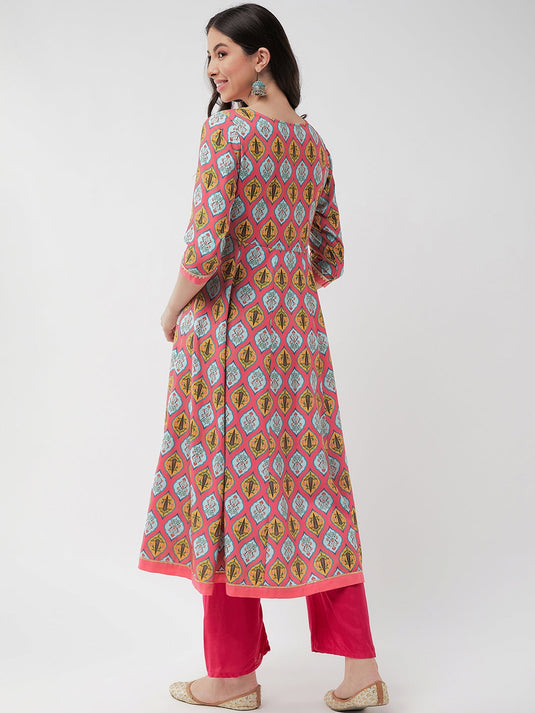 Wedding Inspired Digital Printed Multicolor Flared Kurta