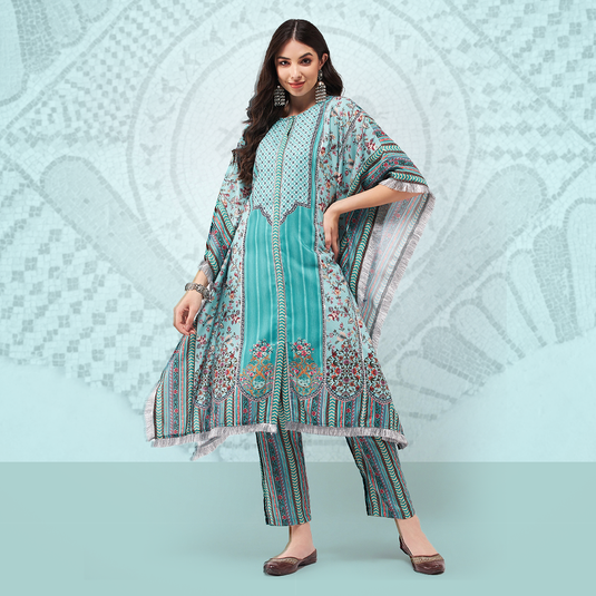 Wedding Inspired Digital Placement Printed Kaftan Kurta