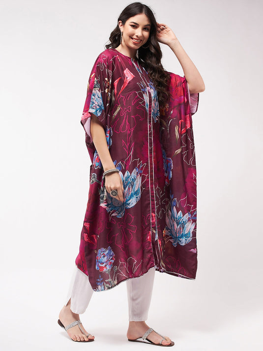 Wedding Inspired Digital Big Floral Printed Kaftan Kurta