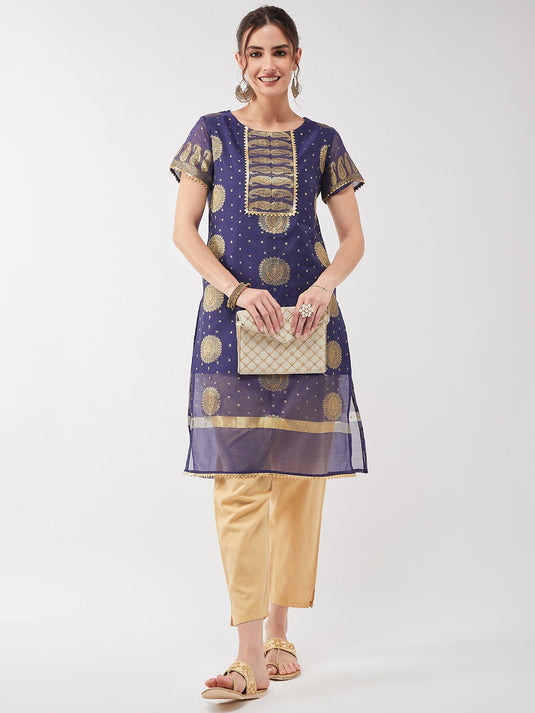 Festive Pastel Lace Detailed Kurta