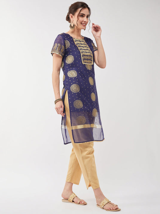 Festive Pastel Lace Detailed Kurta