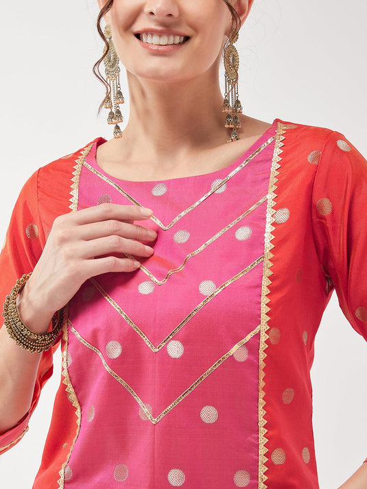 Festive Polka Bright Lace Detailed Straight Kurta