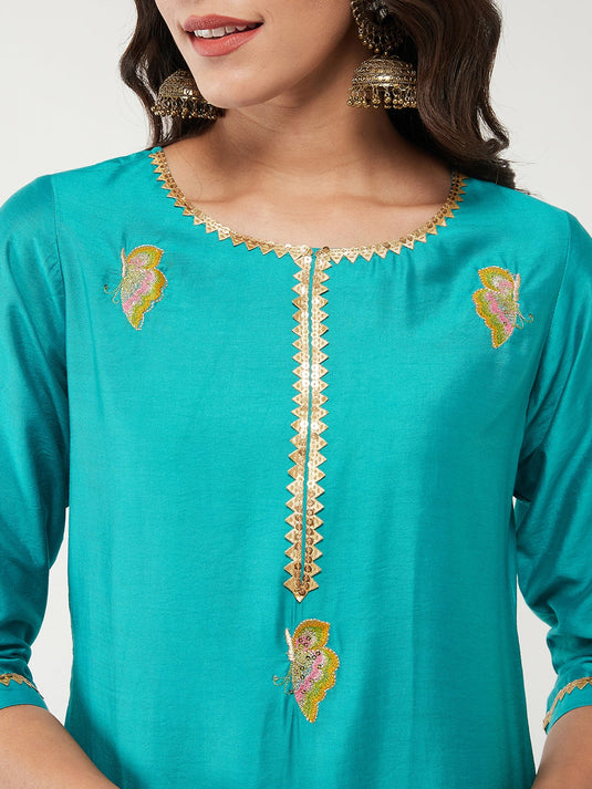 Fusion Embroidered Pastel Kurta