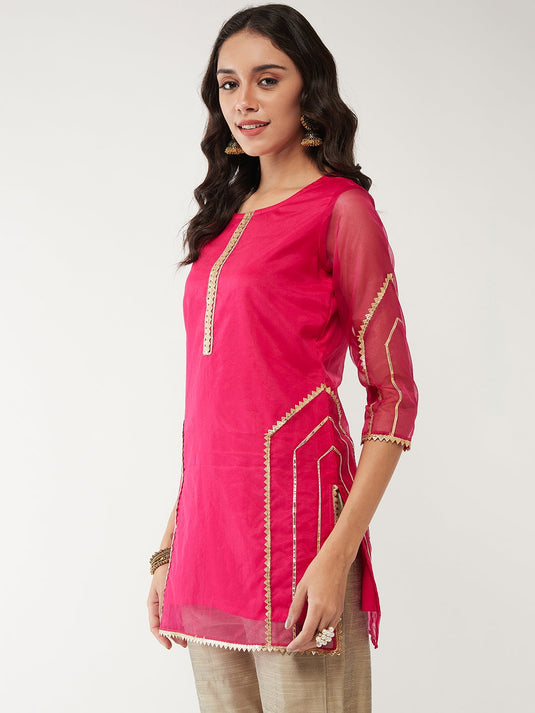 Fusion Short Kurta With Lace Detailing