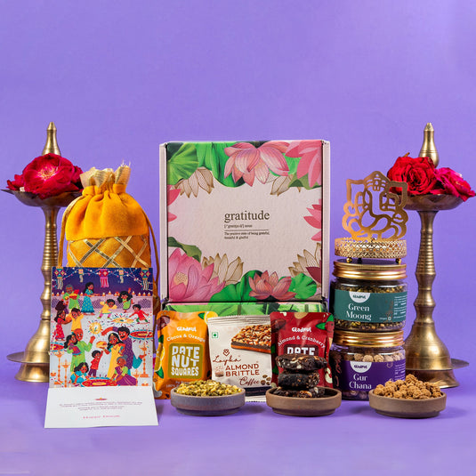 Diwali Chocolates gift Hamper in Gratitude by Gladful Pink Box - 8 Products