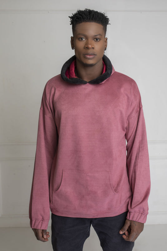 Stardust Pink Suede Oversized Hoodie