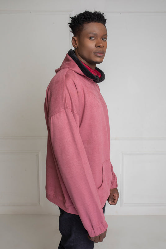 Stardust Pink Suede Oversized Hoodie