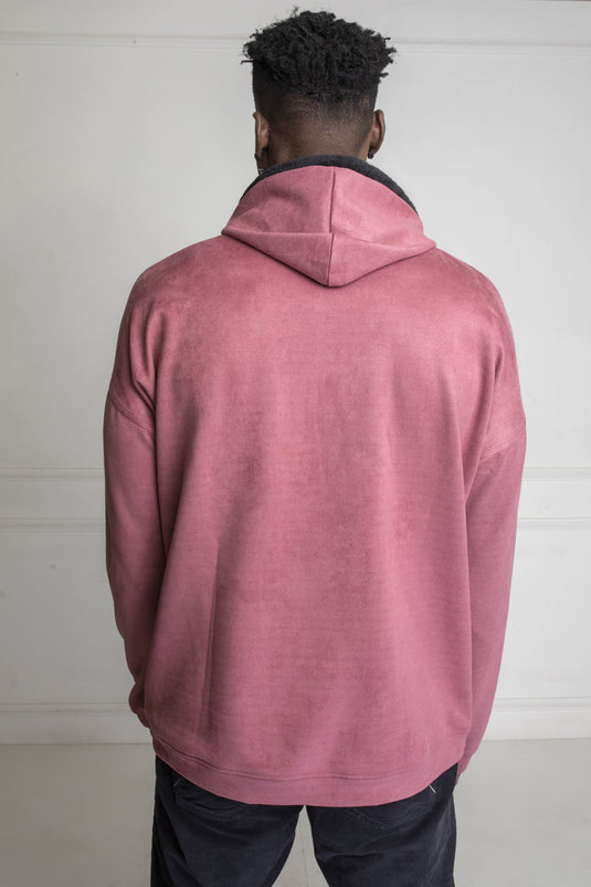 Stardust Pink Suede Oversized Hoodie