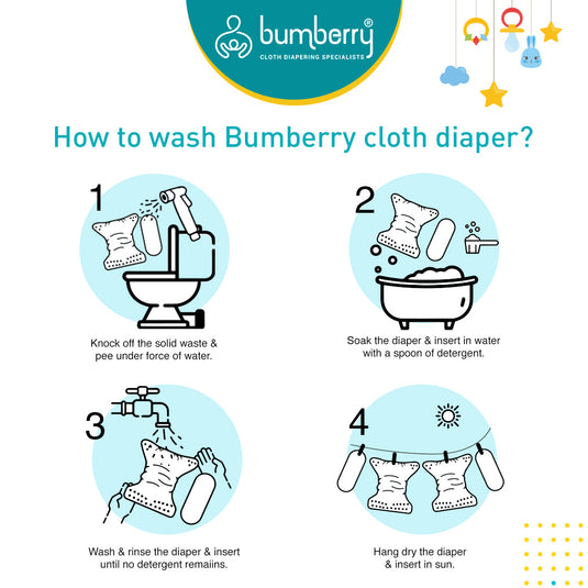 Bumberry Baby Pocket Diaper 2.0- Waterproof Reusable & Adjustable Cloth Diaper with leg gusset, wetfree lining & 2 extralong 100% cotton insert(13 -36 months, Fruityline)