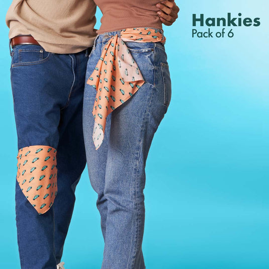 Travelicious! + Happy High! Unisex Hankies, 100% Organic Cotton, Pack of 6